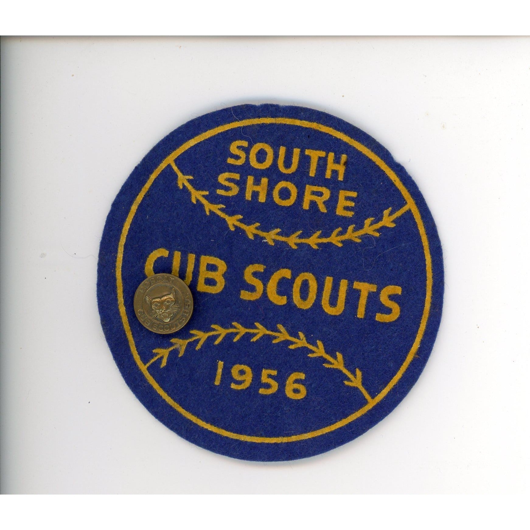 Vintage South Shores Wisconsin Cub Scouts Patch W/ Brass Pin Bobcat 4" Diameter