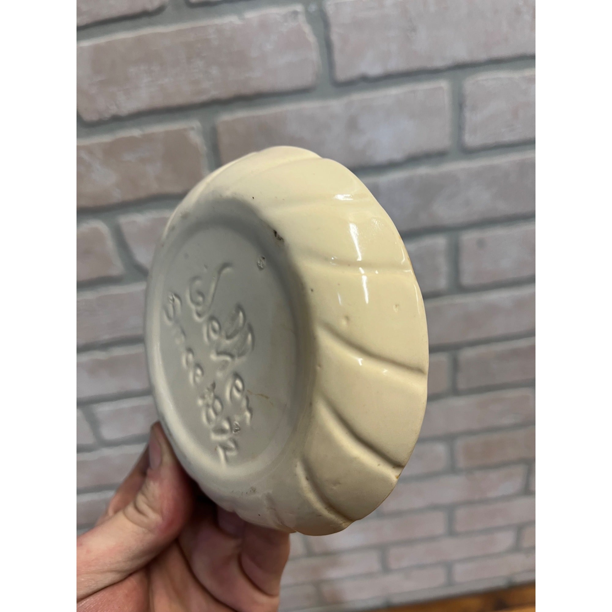 Vintage 1950s Weller White Ceramic Planter Base Drip Tray Dish Plate 4.5"