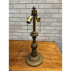 Vintage Neoclassical Brass Tone Table Lamp Base Dual Socket Pull Chain Ornate