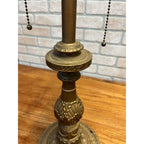 Vintage Neoclassical Brass Tone Table Lamp Base Dual Socket Pull Chain Ornate