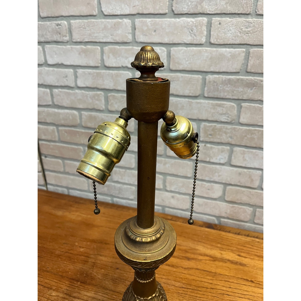 Vintage Neoclassical Brass Tone Table Lamp Base Dual Socket Pull Chain Ornate