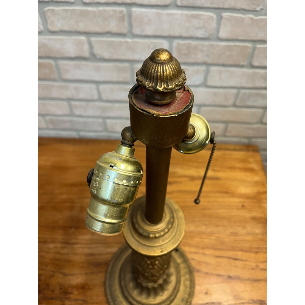 Vintage Neoclassical Brass Tone Table Lamp Base Dual Socket Pull Chain Ornate