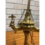 Antique 19th c. Italian Brass "Lucerna" Table Oil Lamp w/Snuffer & Tweezers