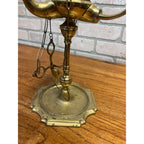 Antique 19th c. Italian Brass "Lucerna" Table Oil Lamp w/Snuffer & Tweezers
