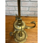 Antique 19th c. Italian Brass "Lucerna" Table Oil Lamp w/Snuffer & Tweezers