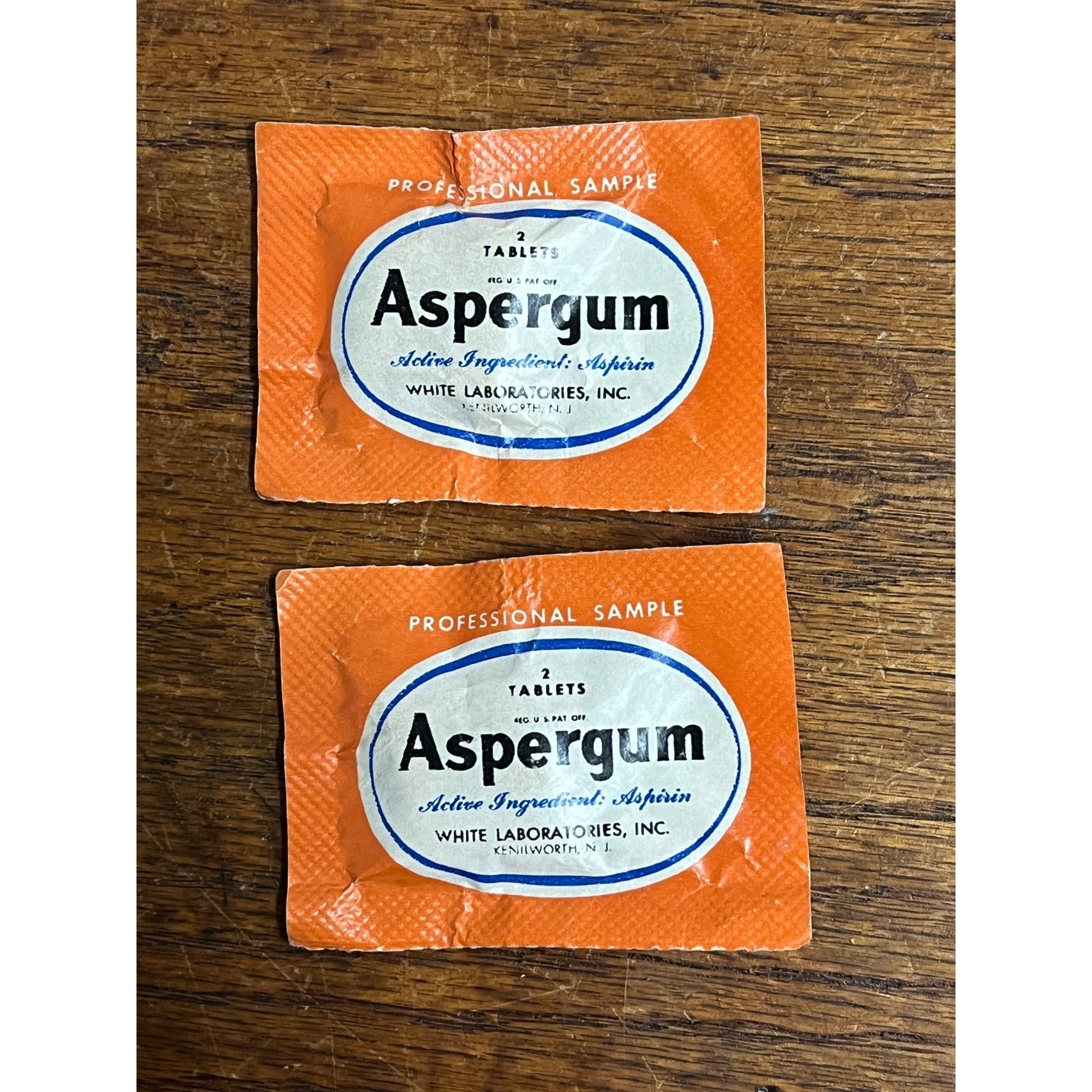 Vintage Aspirin Aspergum Sample Packages NOS White Laboratories Inc (2)