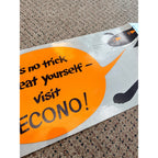 Vintage 1950s Halloween Trick or Treat Advertising Sign Banner Black Cat Econo Gas