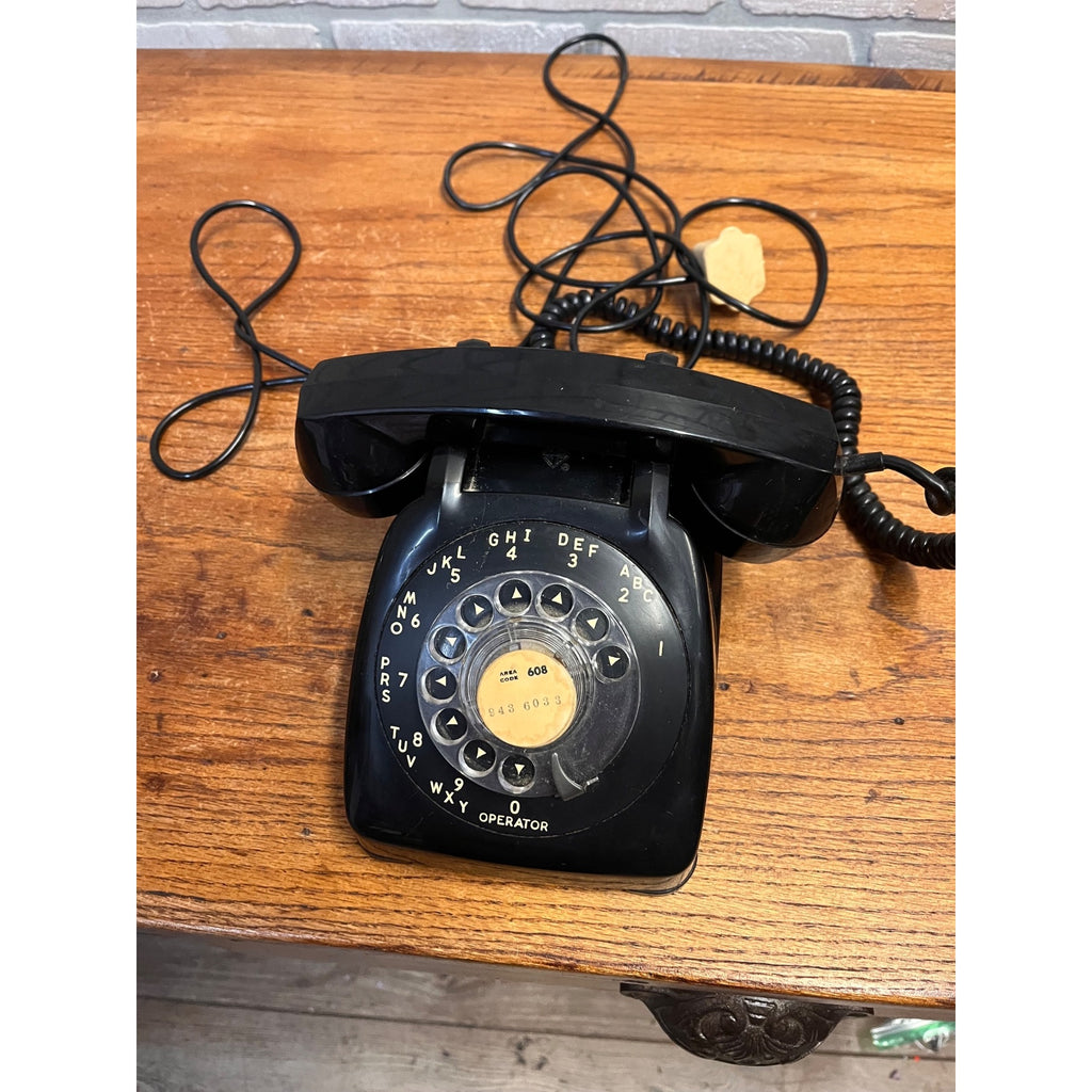 Vintage Electric Black Plastic Tabletop Rotary Telephone Monophone Northlake, Illinois USA