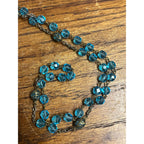 Vintage Rosary Blue Aqua Beads Christian Catholic Italy Sliding Centerpiece