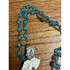 Vintage Rosary Blue Aqua Beads Christian Catholic Italy Sliding Centerpiece