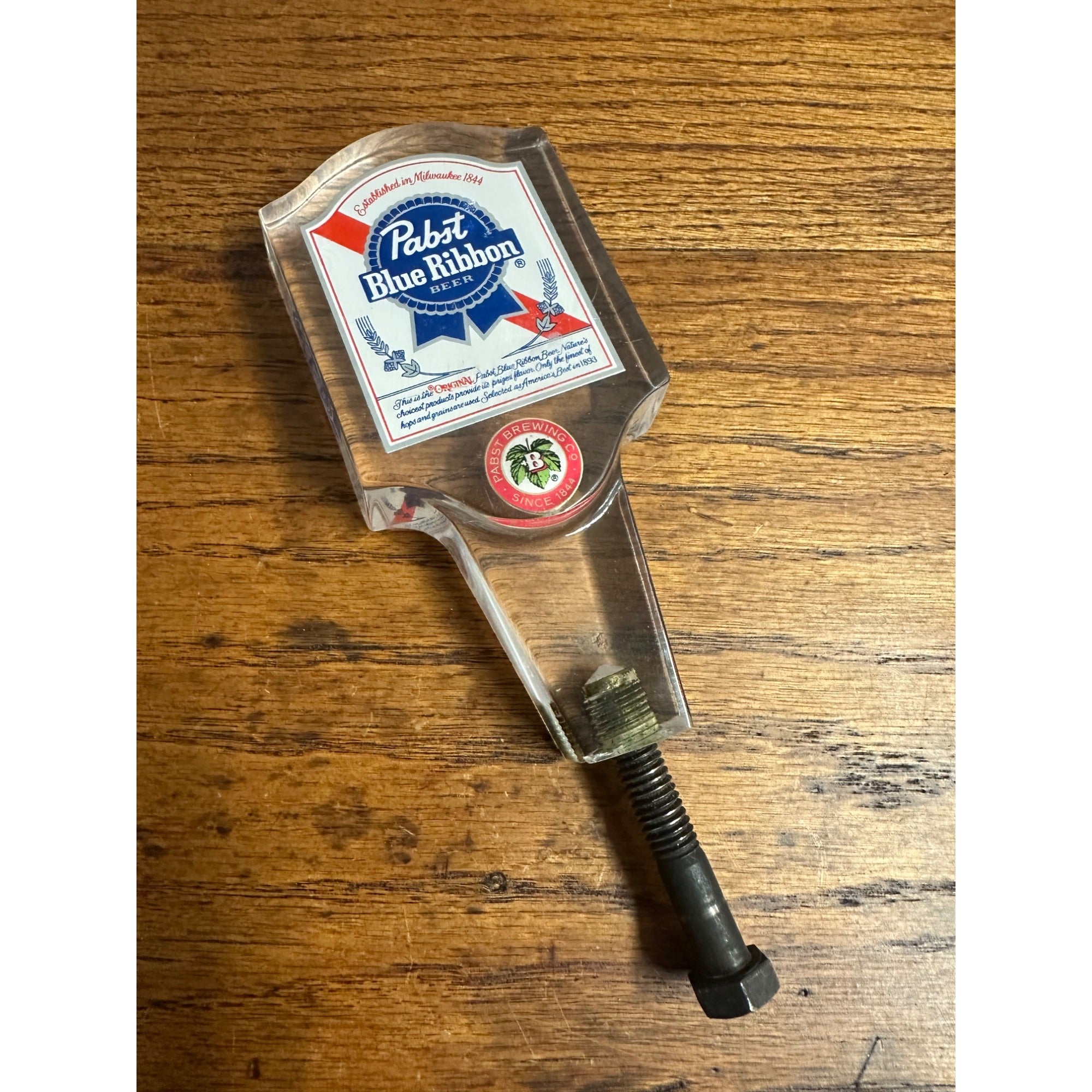 Vintage 1960s Pabst Blue Ribbon Beer Acrylic 5-1/2" Tap Handle Knob Tapper Bar Pub