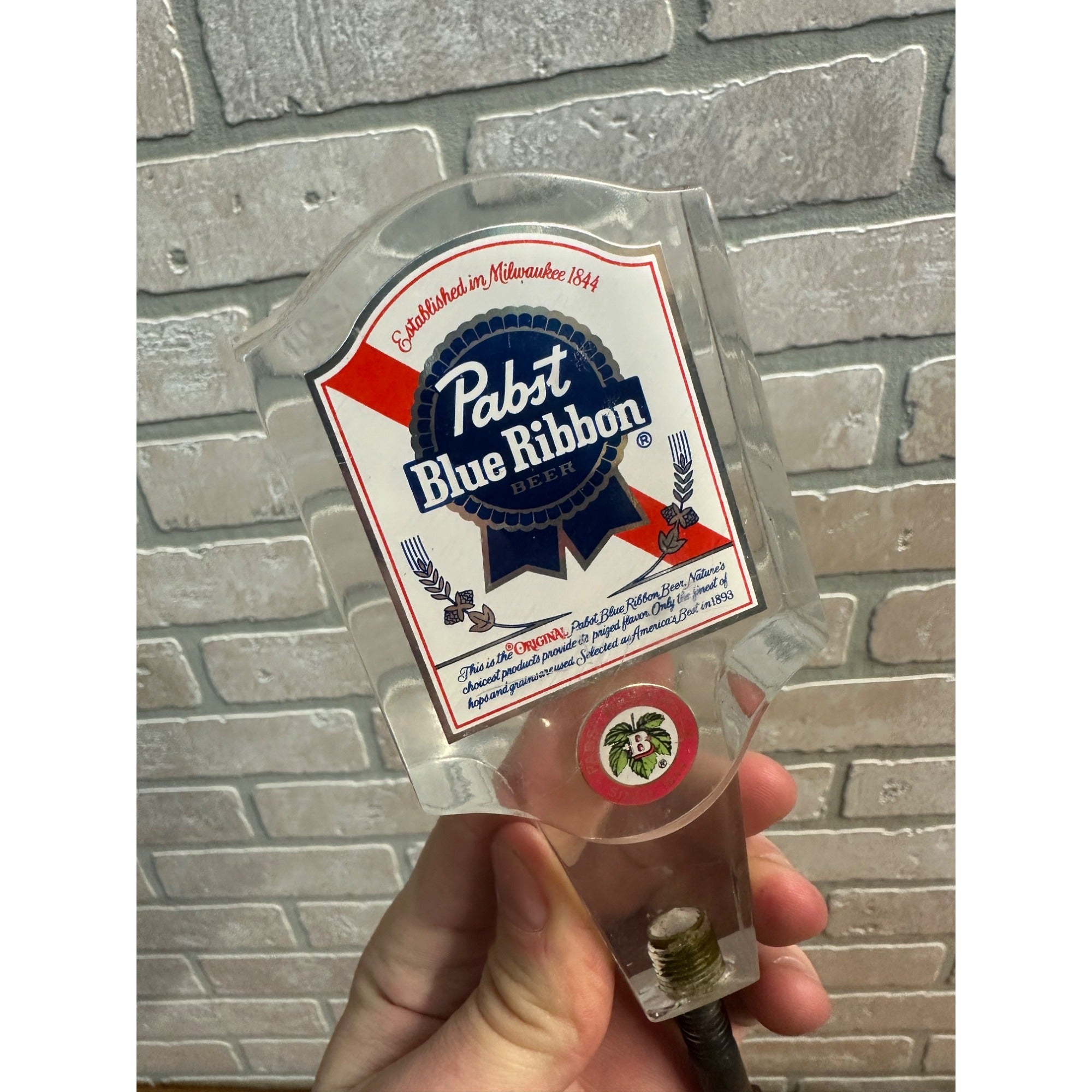 Vintage 1960s Pabst Blue Ribbon Beer Acrylic 5-1/2" Tap Handle Knob Tapper Bar Pub