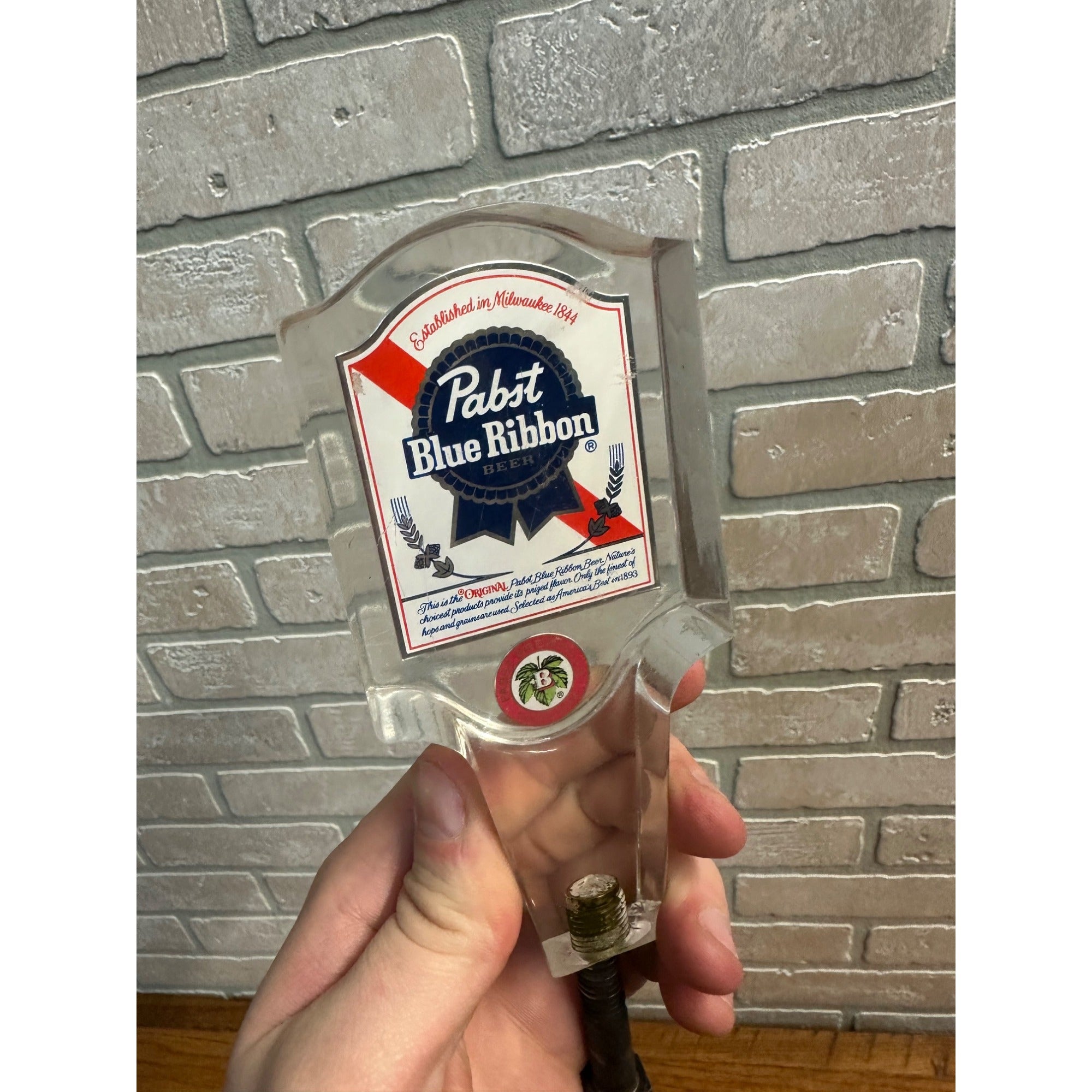 Vintage 1960s Pabst Blue Ribbon Beer Acrylic 5-1/2" Tap Handle Knob Tapper Bar Pub
