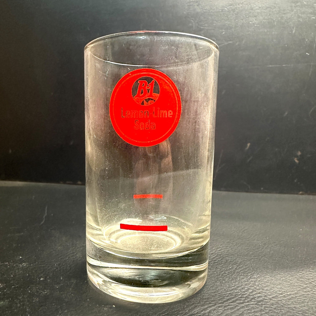 Vintage B-1 Lemon Lime Red ACL Soda Fountain Glass
