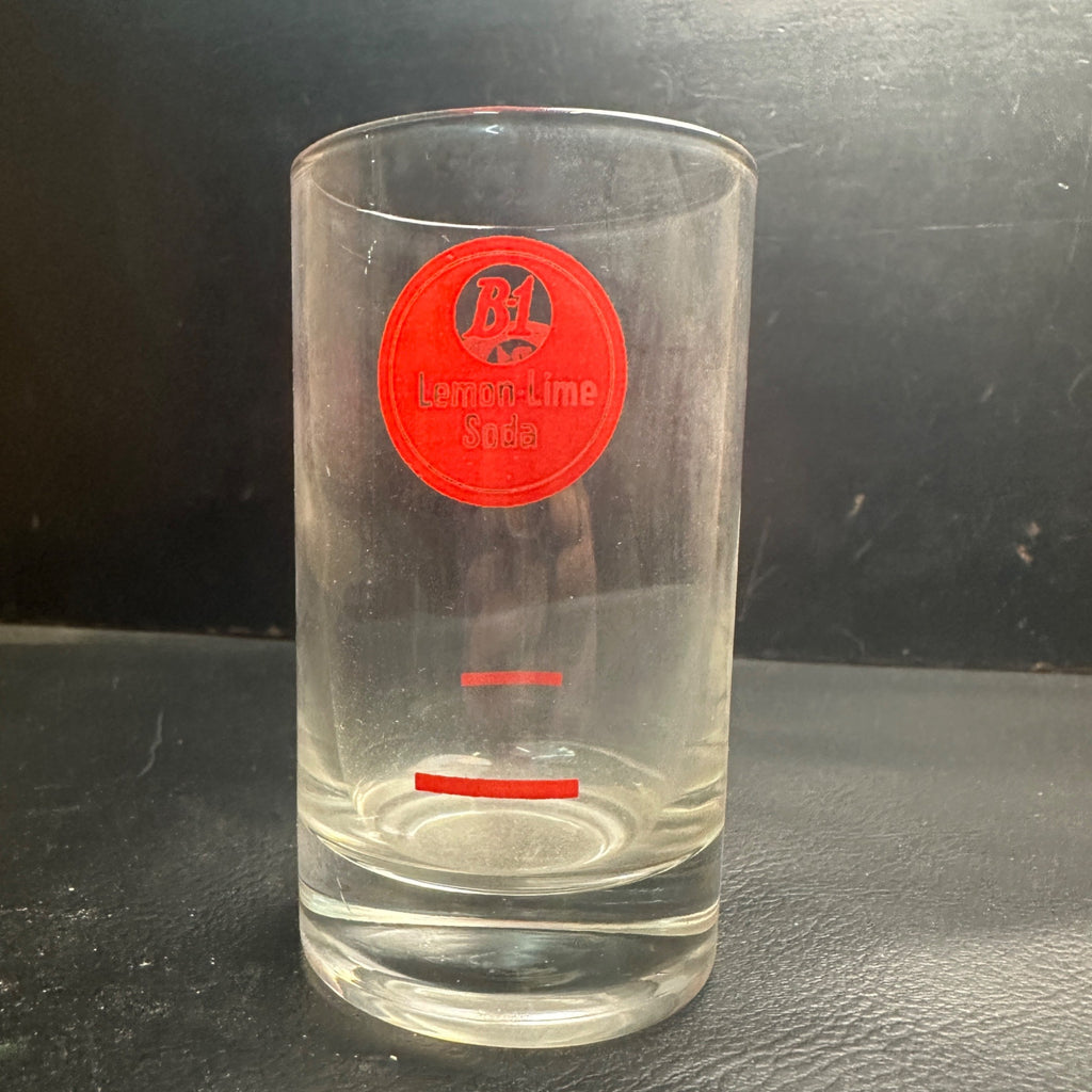 Vintage B-1 Lemon Lime Red ACL Soda Fountain Glass