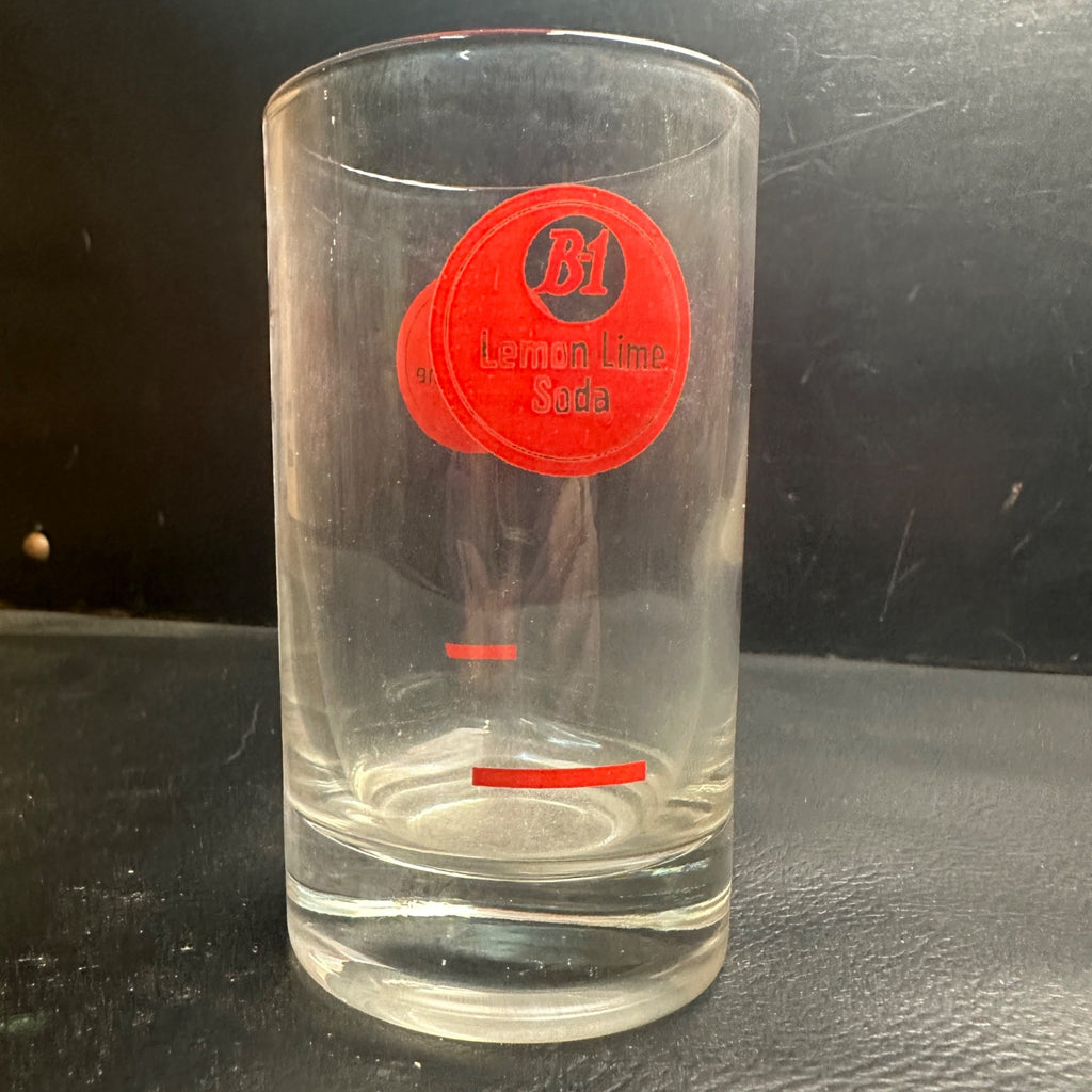 Vintage B-1 Lemon Lime Red ACL Soda Fountain Glass