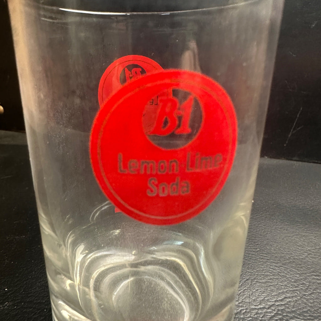 Vintage B-1 Lemon Lime Red ACL Soda Fountain Glass