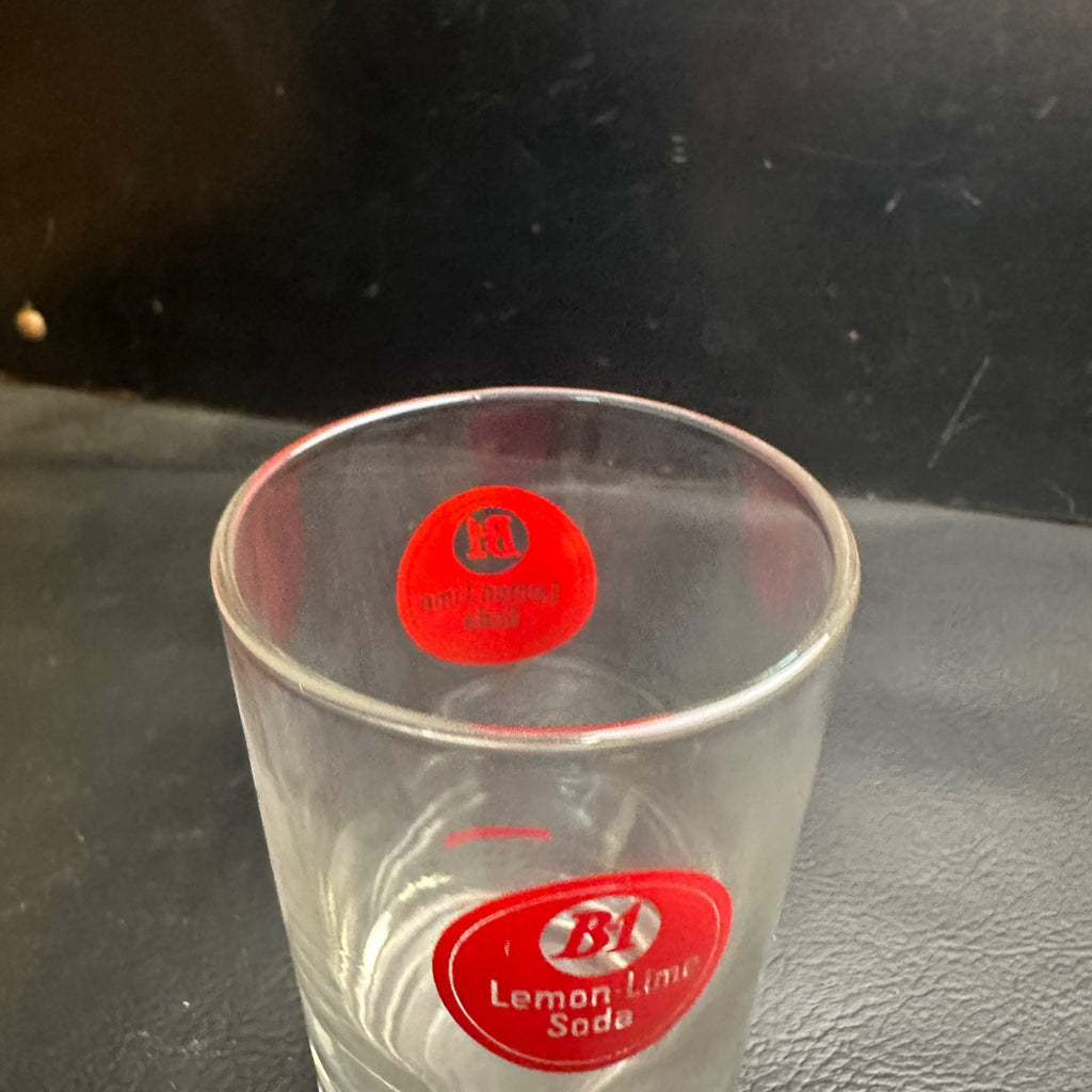 Vintage B-1 Lemon Lime Red ACL Soda Fountain Glass