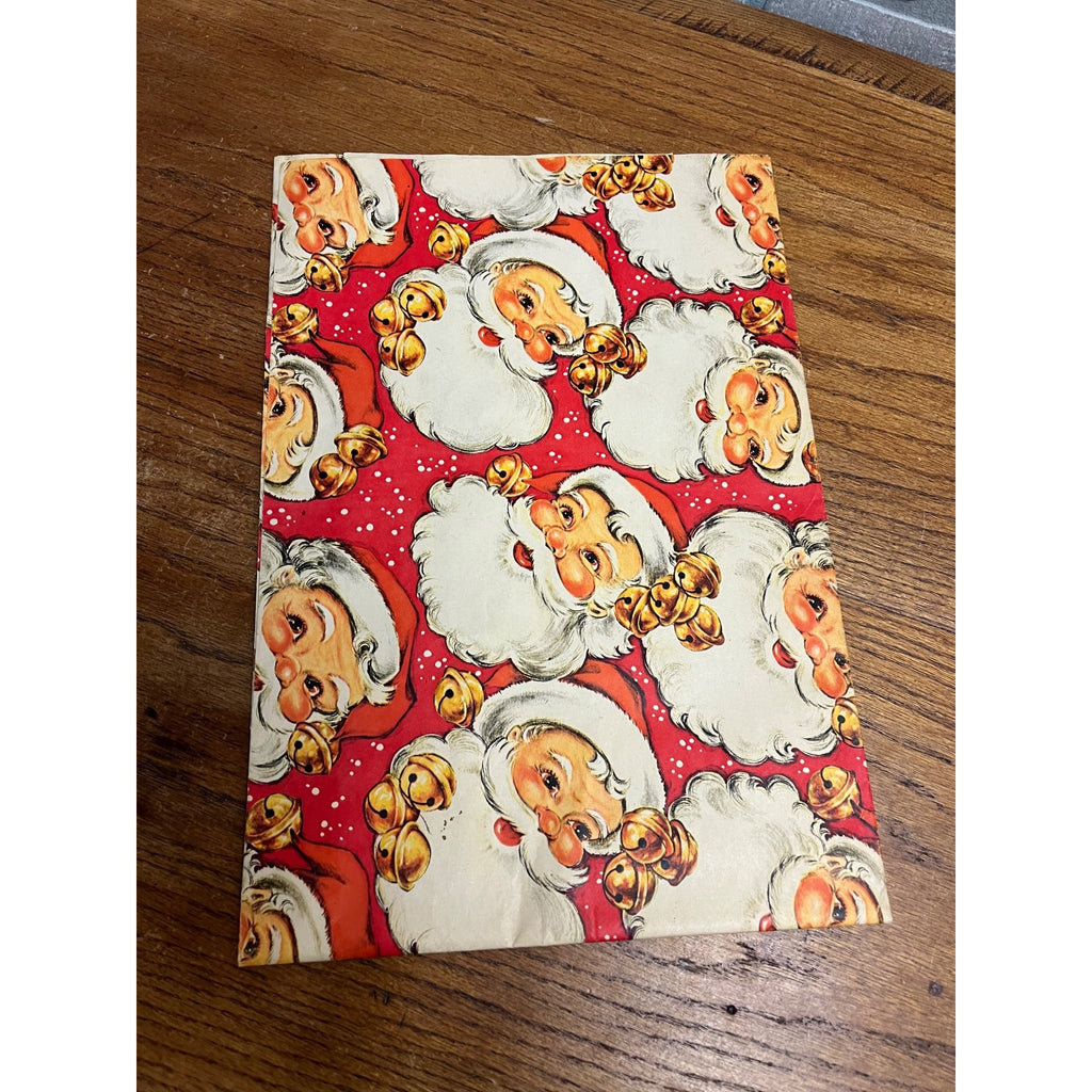 Vintage 1950s Christmas Wrapping Paper Single Sheet Gift Wrap - Santa Claus Red