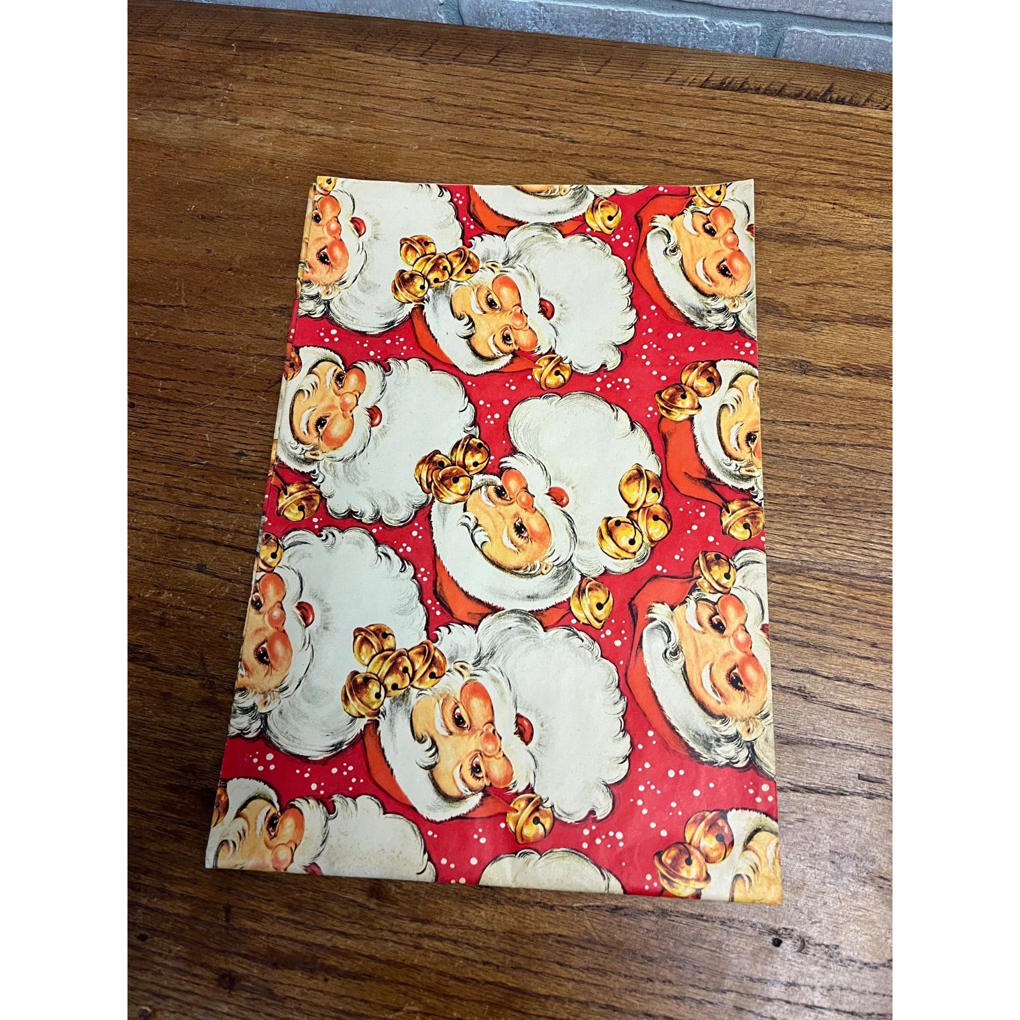 Vintage 1950s Christmas Wrapping Paper Single Sheet Gift Wrap - Santa Claus Red