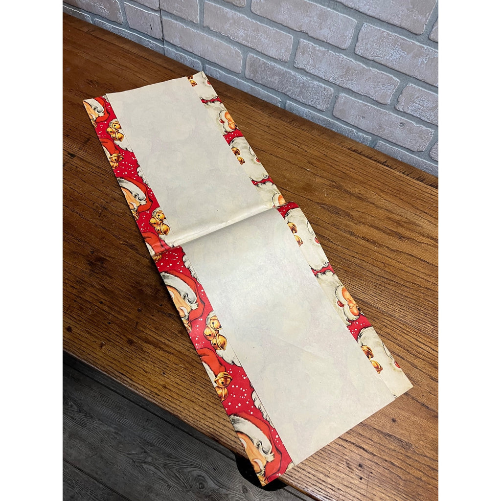 Vintage 1950s Christmas Wrapping Paper Single Sheet Gift Wrap - Santa Claus Red