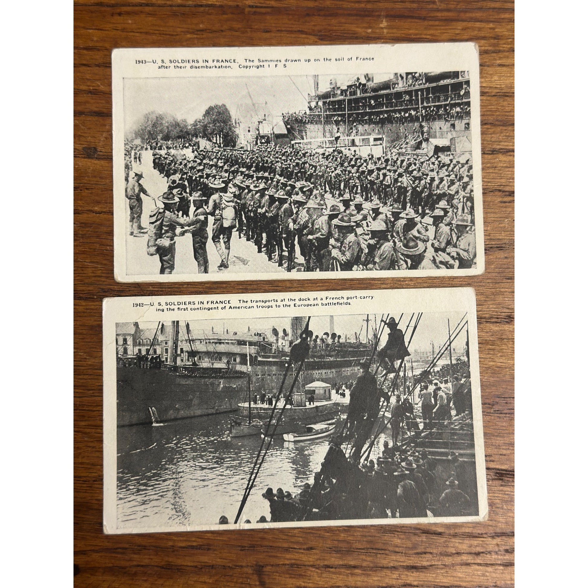 Vintage WWII US Soldiers Troops in Paris Postcards Lot (2) US Army WW2