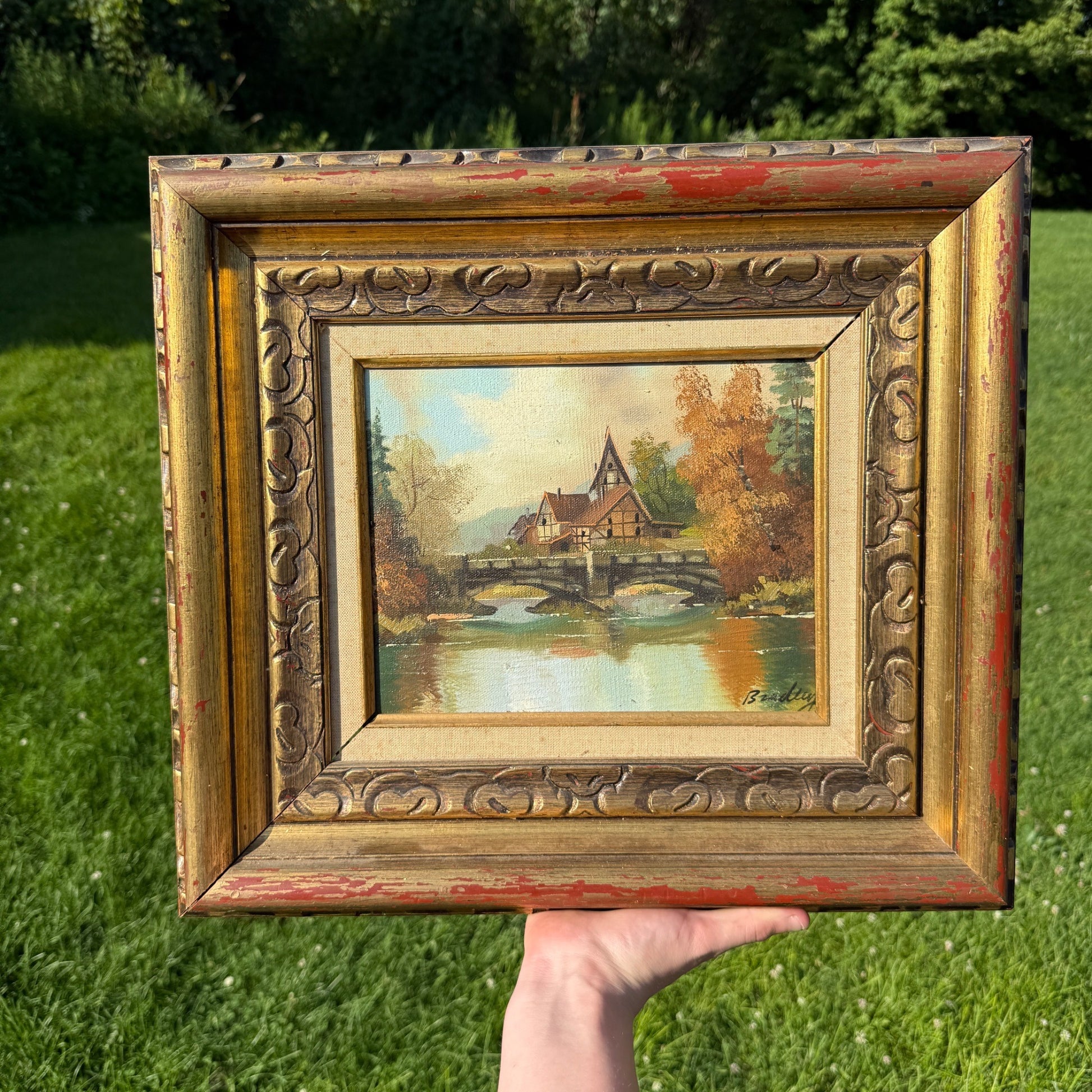Original William Bradley Signed Oil on Canvas Art Landscape Framed 1880-1945