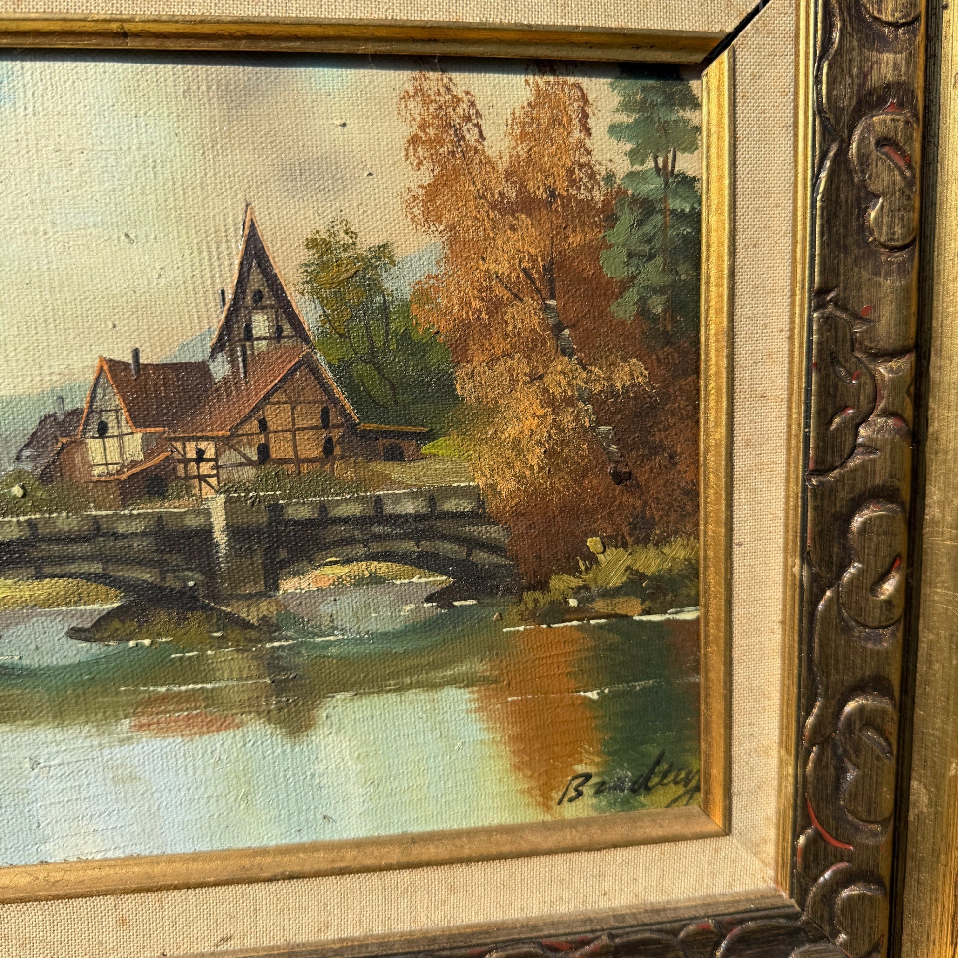 Original William Bradley Signed Oil on Canvas Art Landscape Framed 1880-1945