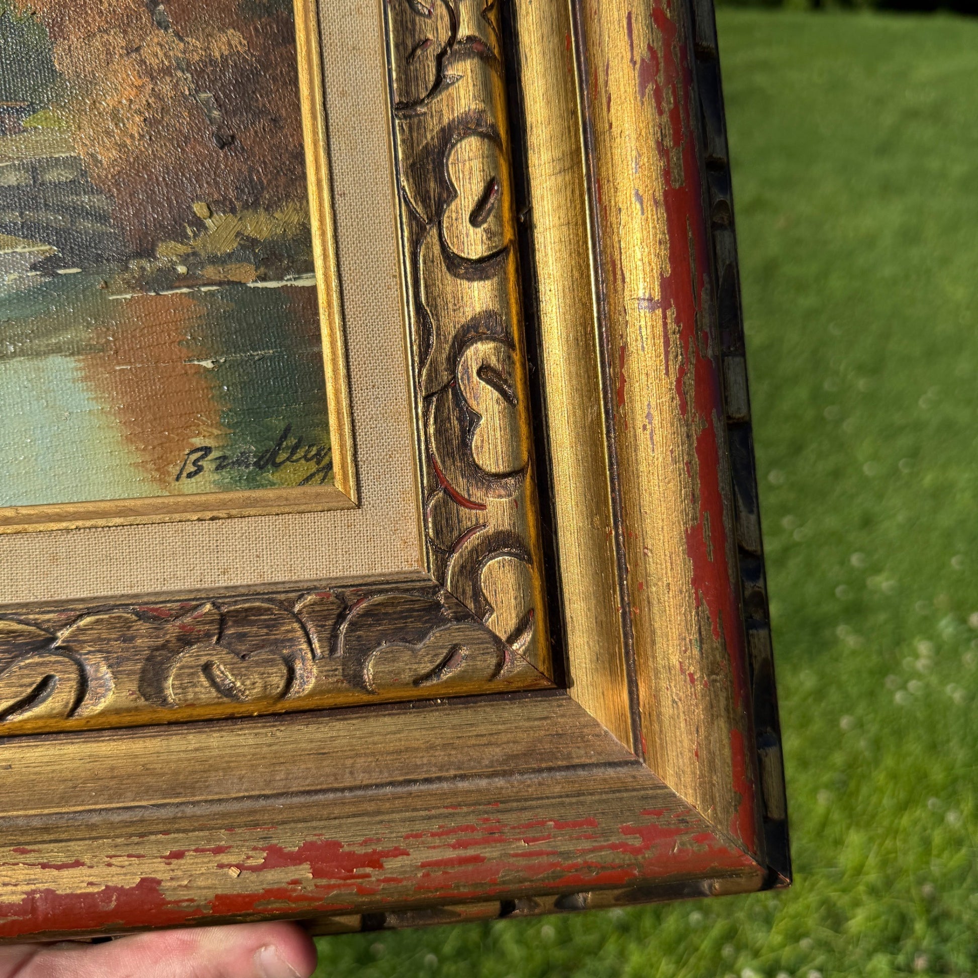 Original William Bradley Signed Oil on Canvas Art Landscape Framed 1880-1945