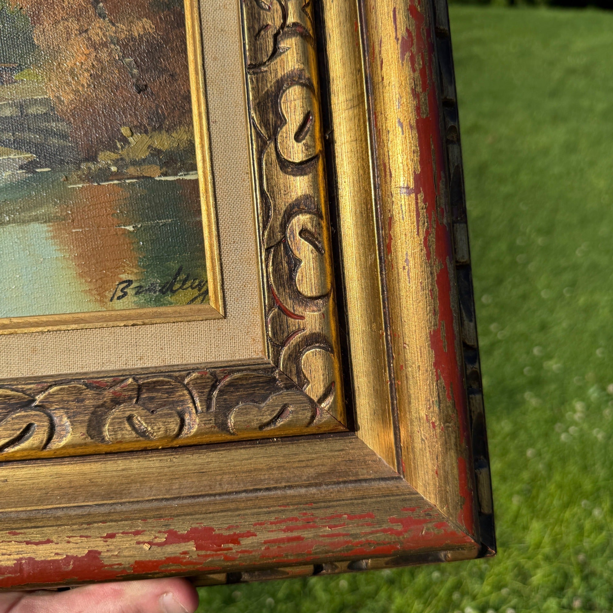 Original William Bradley Signed Oil on Canvas Art Landscape Framed 1880-1945