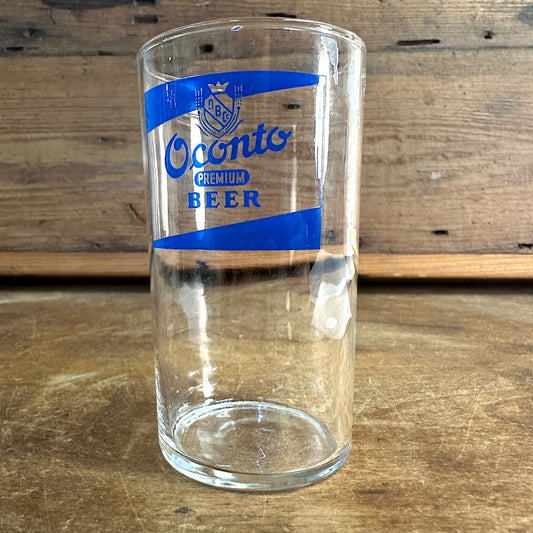 Vintage Oconto Wisconsin Blue Shell Beer Glass 4.5" tall