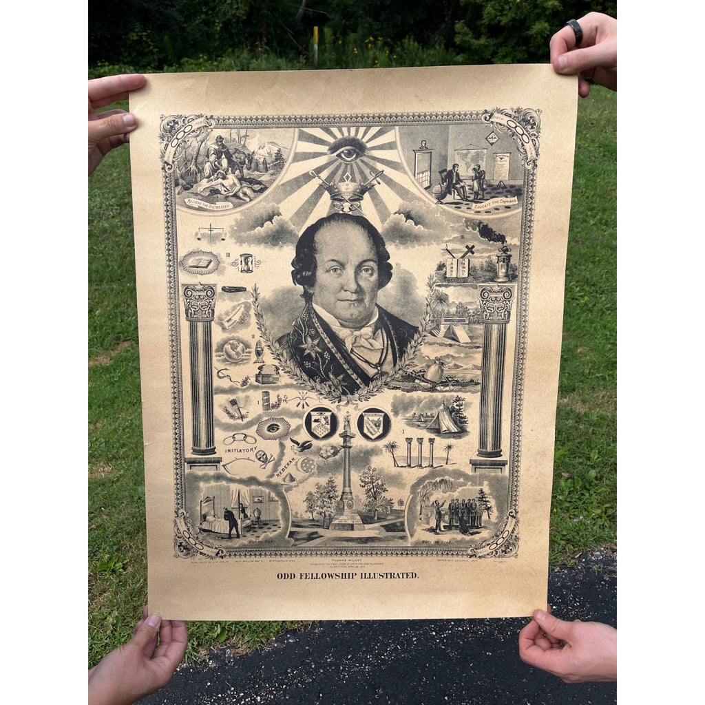 Original Antique 1894 Odd Fellowship Masonic Lithograph Litho Print Odd Fellows
