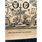 Original Antique 1894 Odd Fellowship Masonic Lithograph Litho Print Odd Fellows