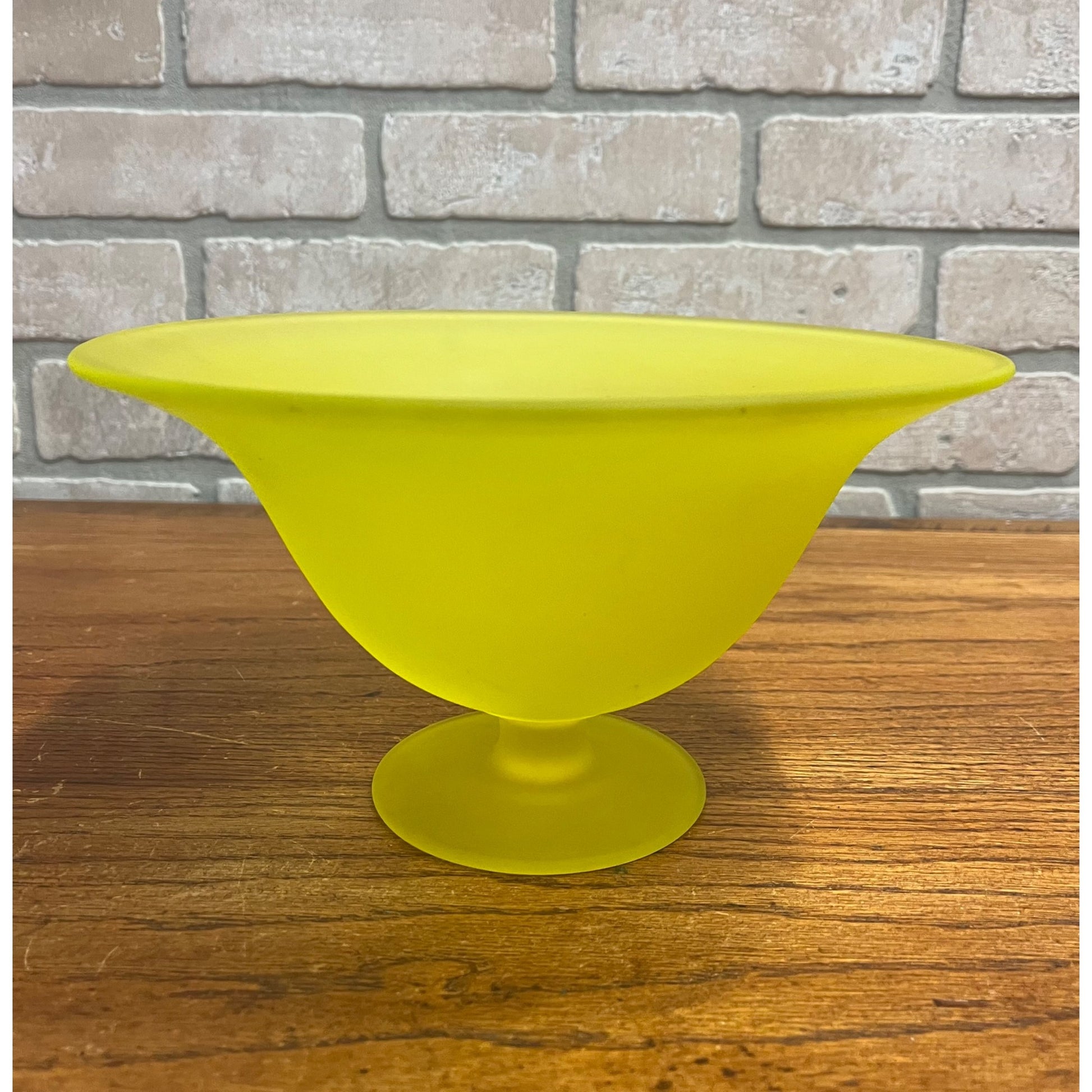 Vintage Tiffin Canary Vaseline Glass uranium Pedestal Bowl 9"