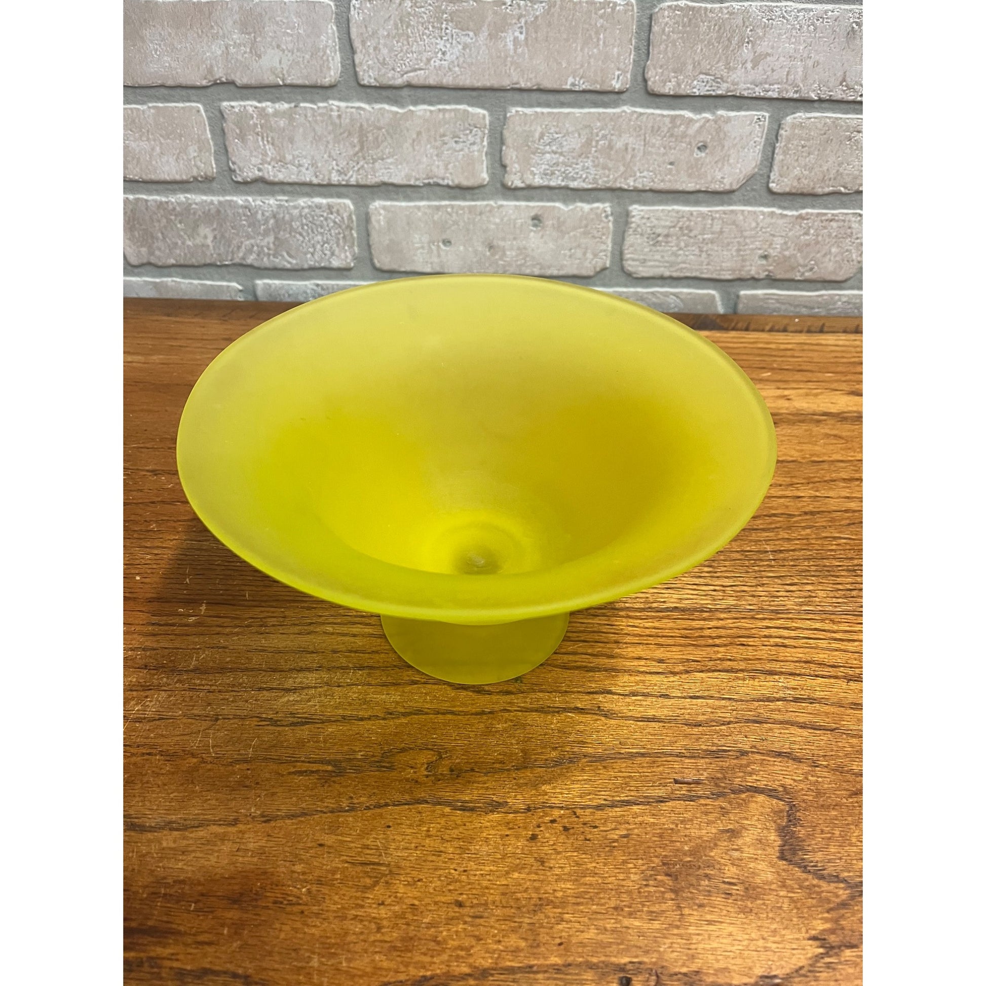 Vintage Tiffin Canary Vaseline Glass uranium Pedestal Bowl 9"