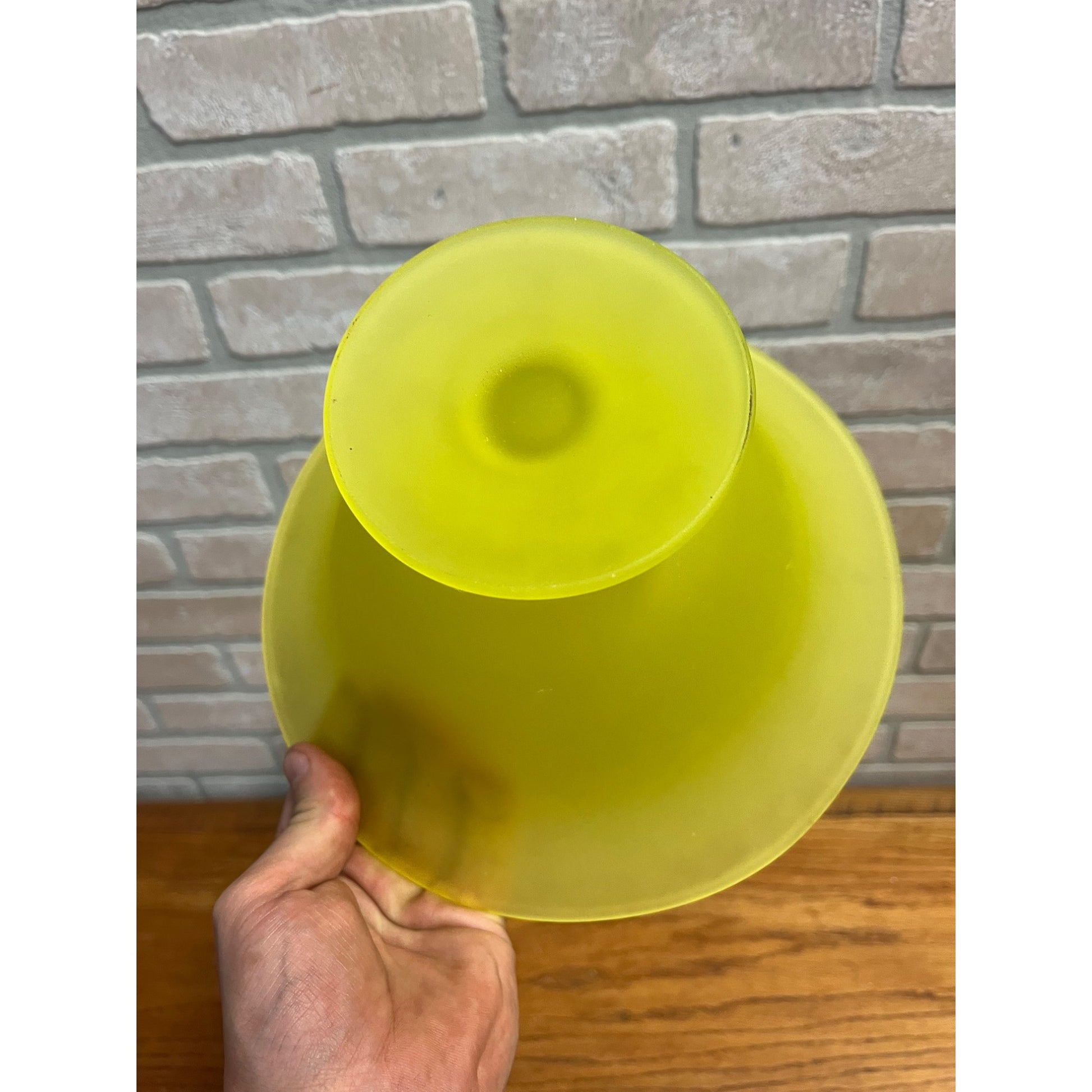 Vintage Tiffin Canary Vaseline Glass uranium Pedestal Bowl 9"