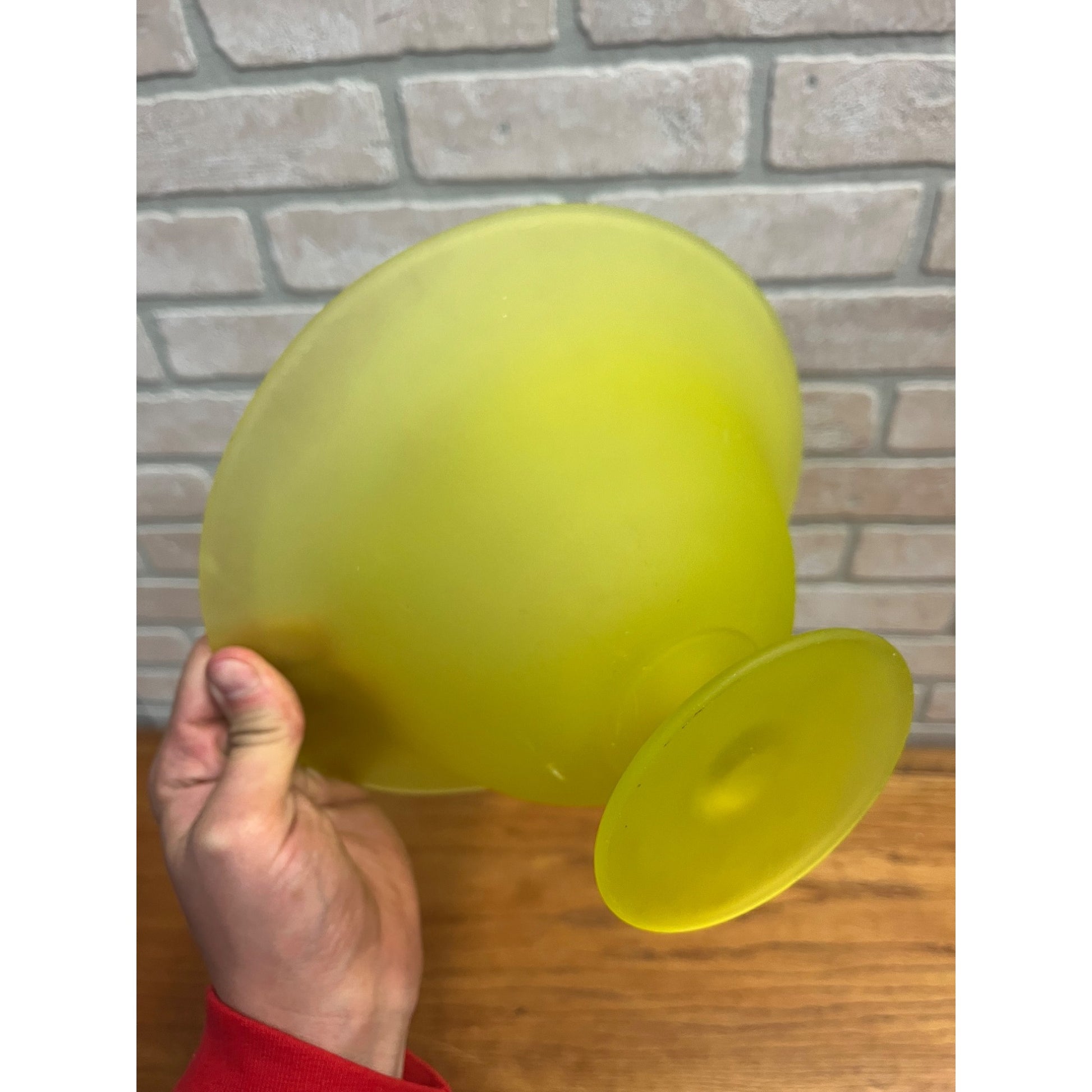 Vintage Tiffin Canary Vaseline Glass uranium Pedestal Bowl 9"