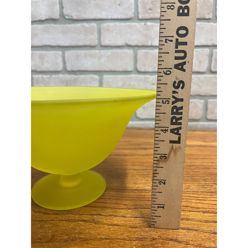 Vintage Tiffin Canary Vaseline Glass uranium Pedestal Bowl 9"