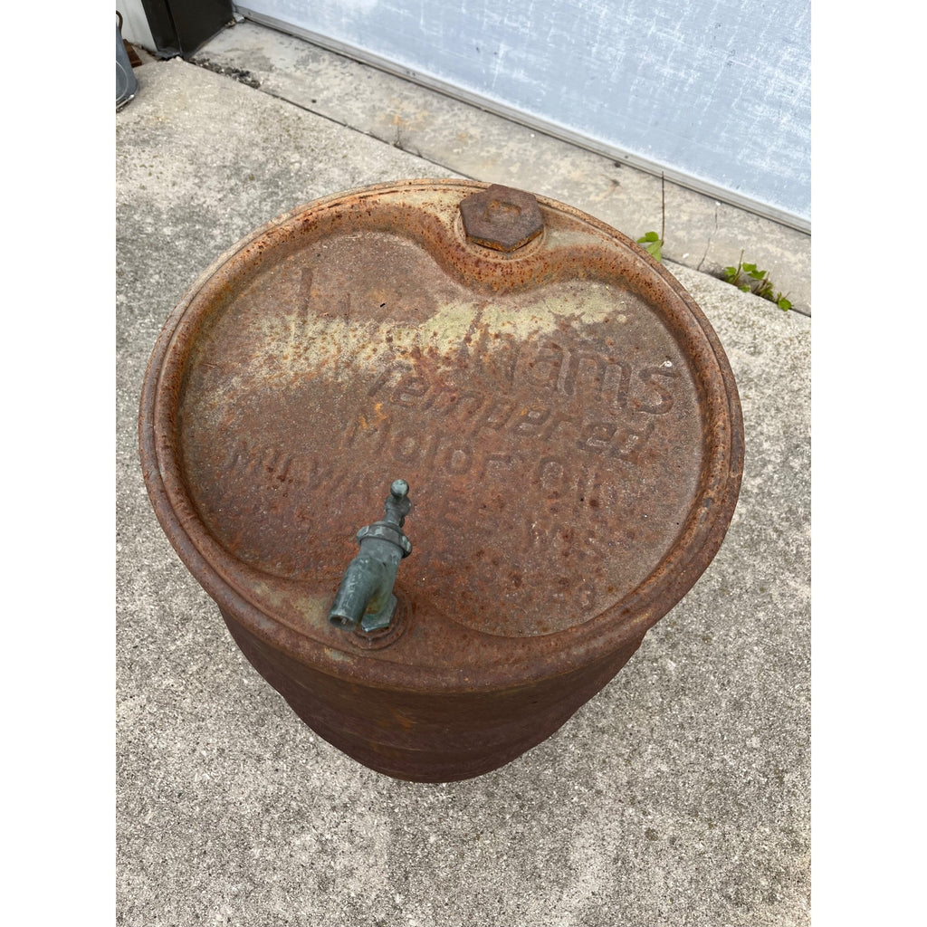 Wadhams Tempered Motor Oil Milwaukee Wis Gas Station 33 Gallon Oil Barrel Drum