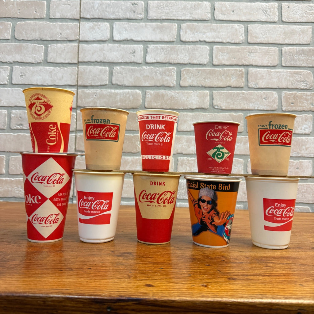Vintage Mix Lot of Paper Wax Plastic Coca Cola Soda Advertising Promo Cups