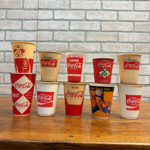 Vintage Mix Lot of Paper Wax Plastic Coca Cola Soda Advertising Promo Cups