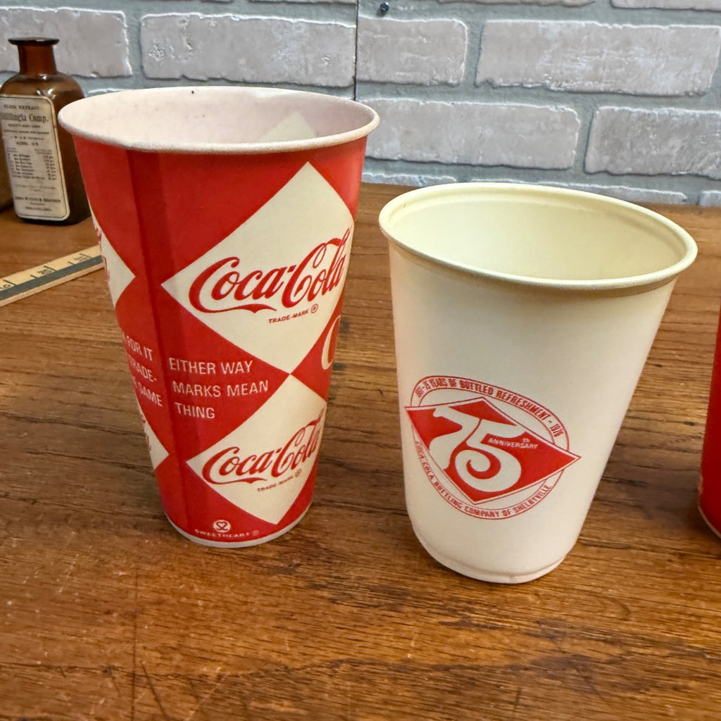 Vintage Mix Lot of Paper Wax Plastic Coca Cola Soda Advertising Promo Cups