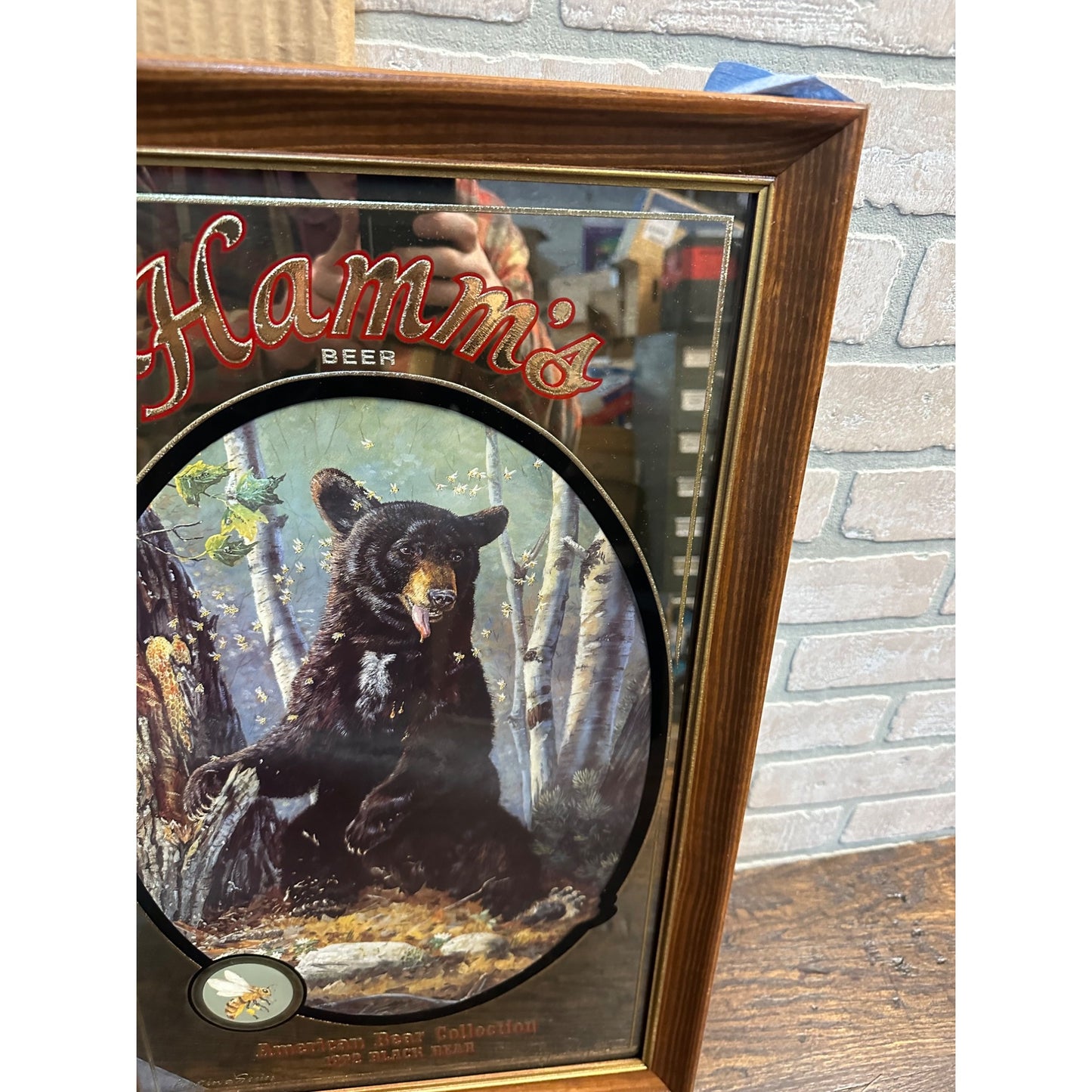 NEW 1992 Hamms Beer Black Bear Mirror American Collection Series Bar Sign