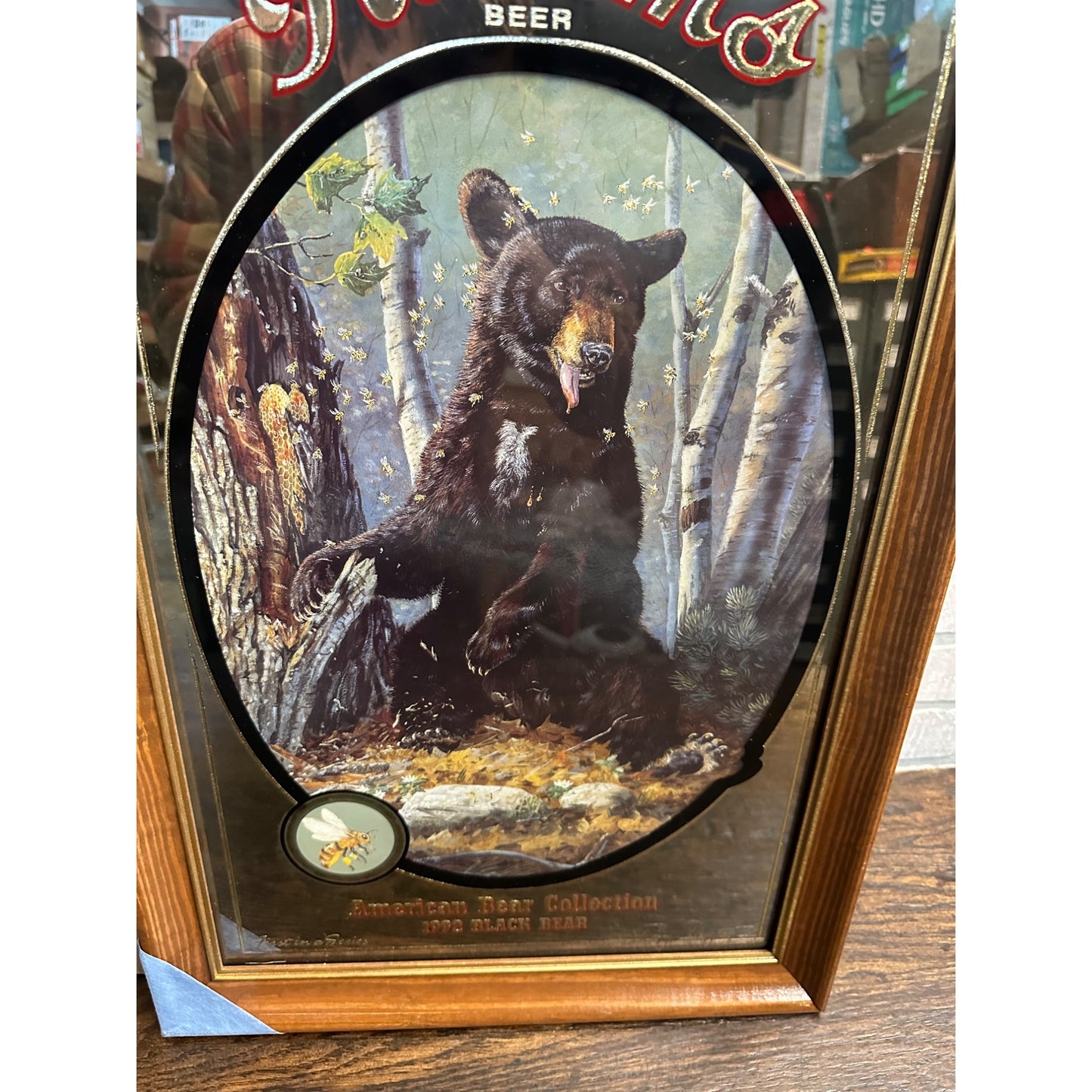 NEW 1992 Hamms Beer Black Bear Mirror American Collection Series Bar Sign