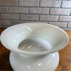 Vintage Art Deco Opaline White Milk Glass Shade Ribbed Bell Ceiling Pendant Lamp