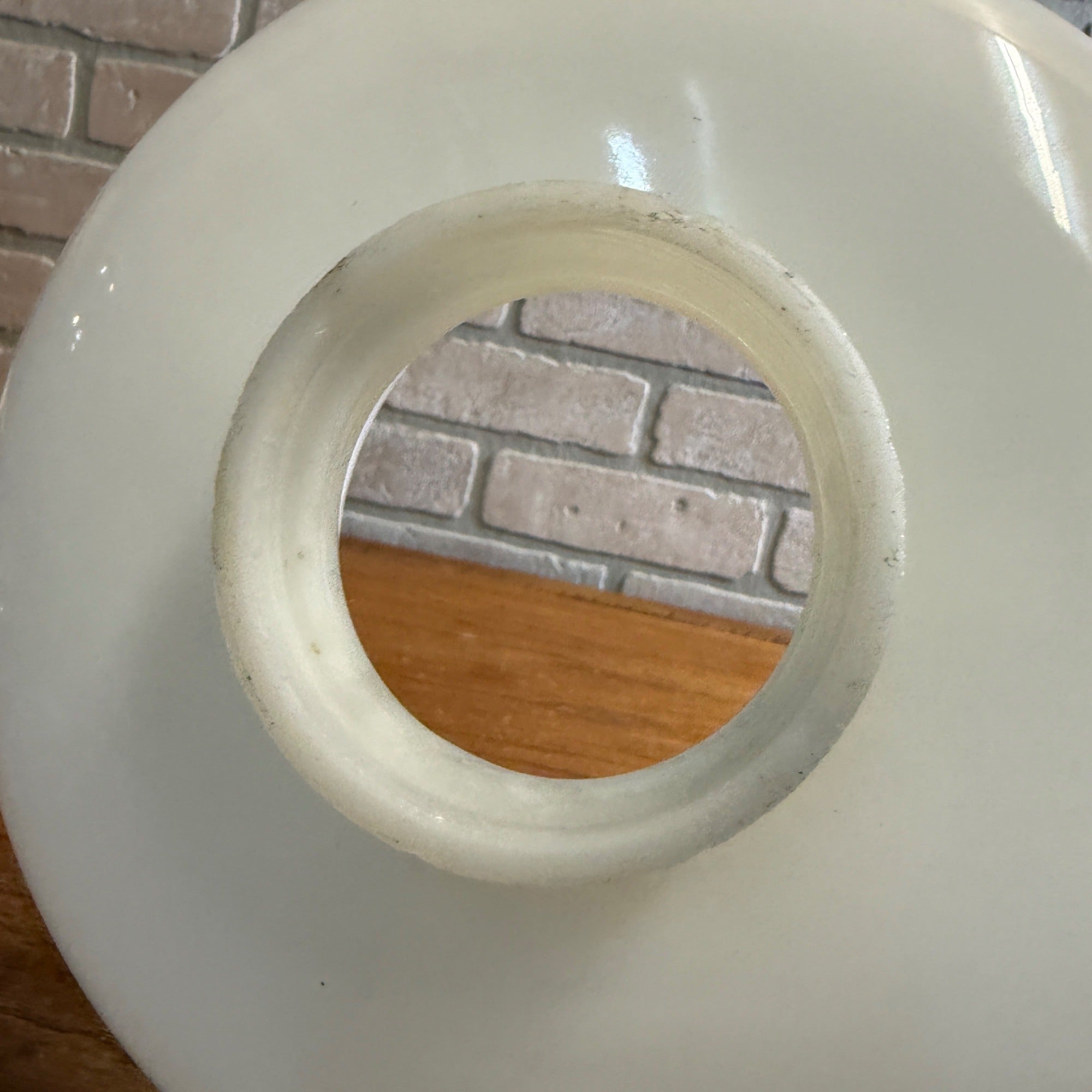 Vintage Art Deco Opaline White Milk Glass Shade Ribbed Bell Ceiling Pendant Lamp