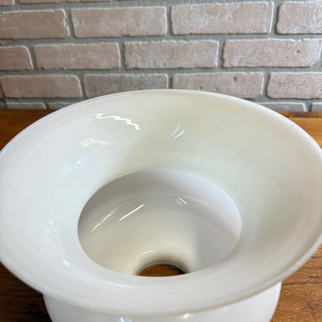 Vintage Art Deco Opaline White Milk Glass Shade Ribbed Bell Ceiling Pendant Lamp