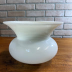 Vintage Art Deco Opaline White Milk Glass Shade Ribbed Bell Ceiling Pendant Lamp