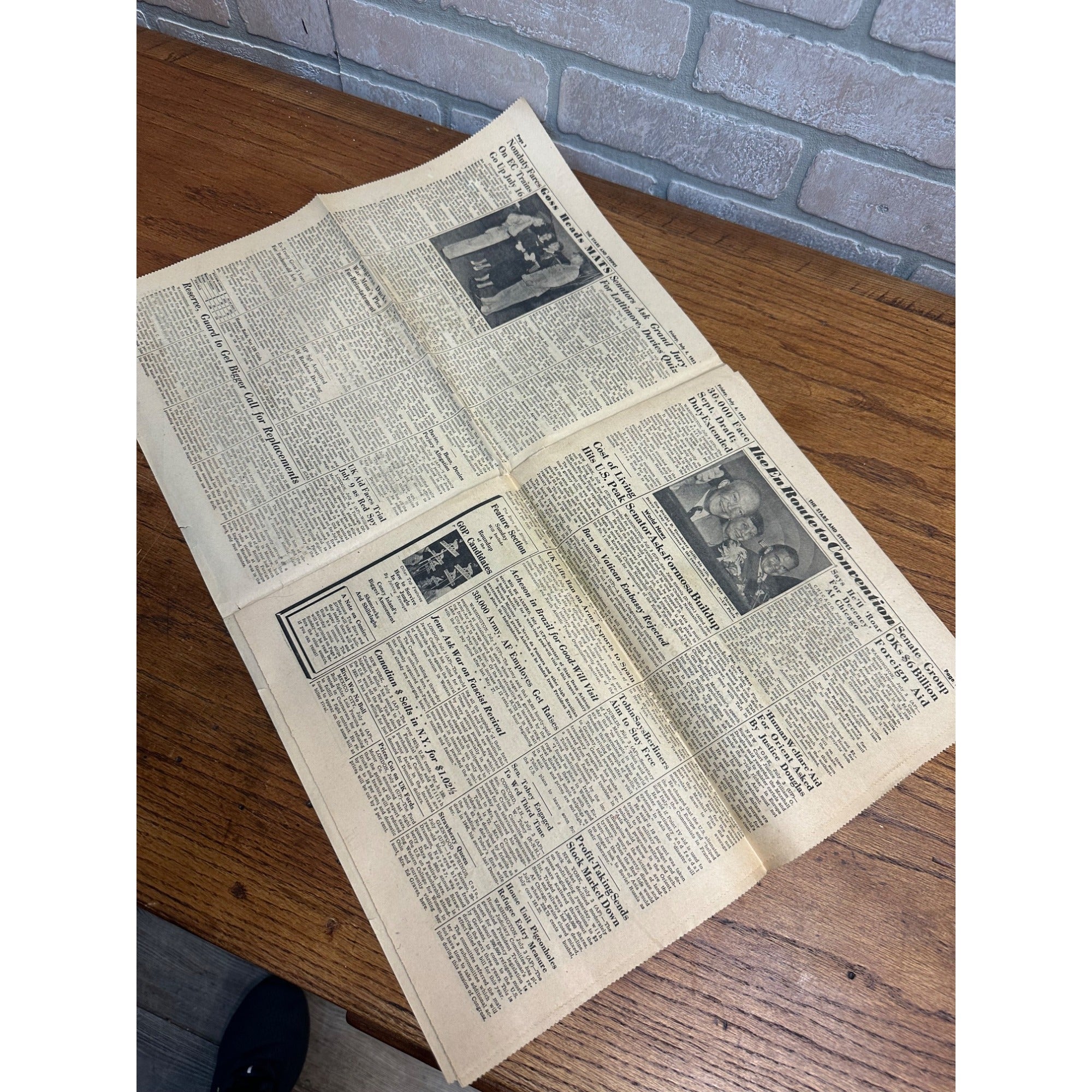 Vintage 1952 Stars & Stripes Newspaper Publication of US Armed Forces July 4th