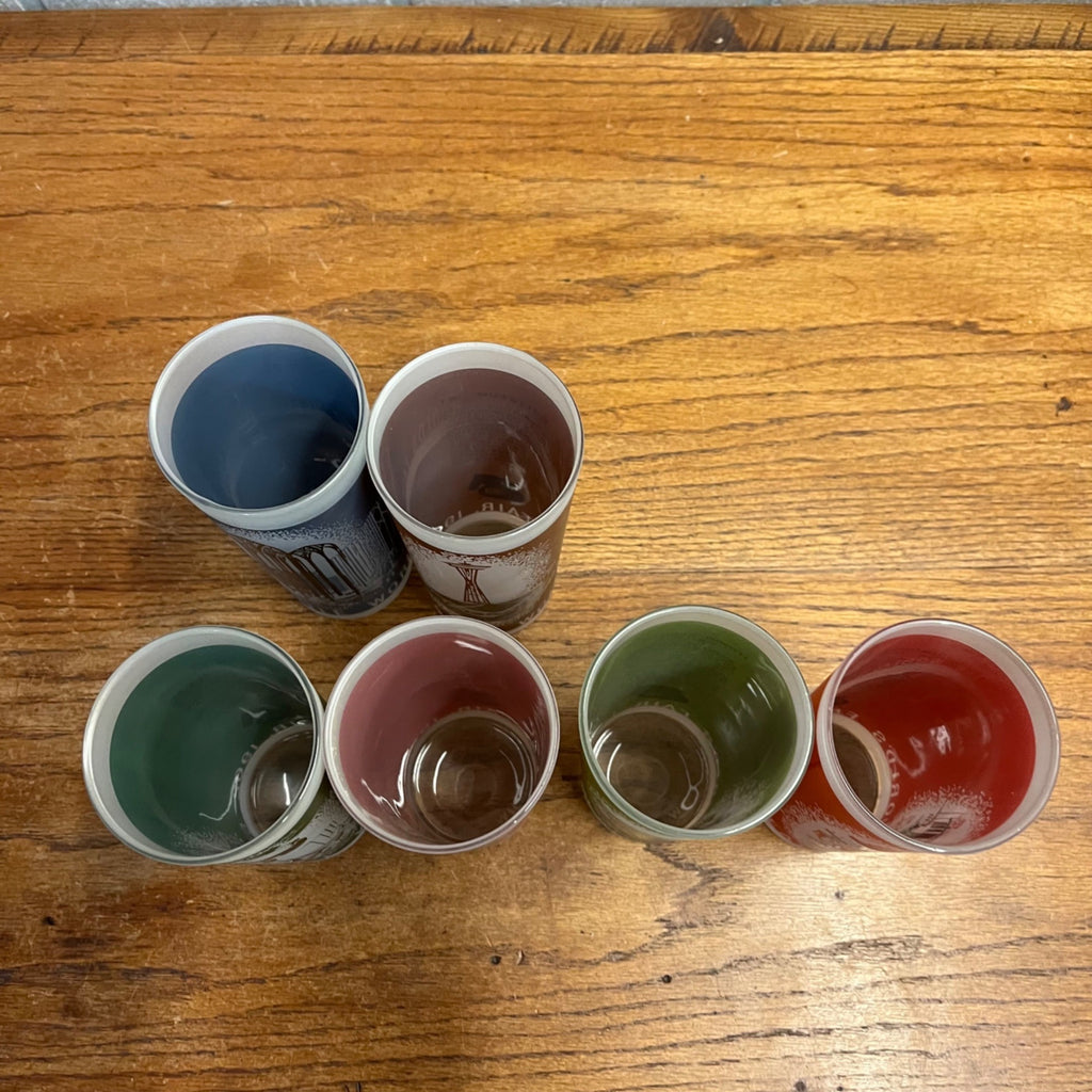 Vintage Seattle World's Fair Drinking Glass Lot of Six (6) 1962 Frosted Tall Tumblers Space Needle
